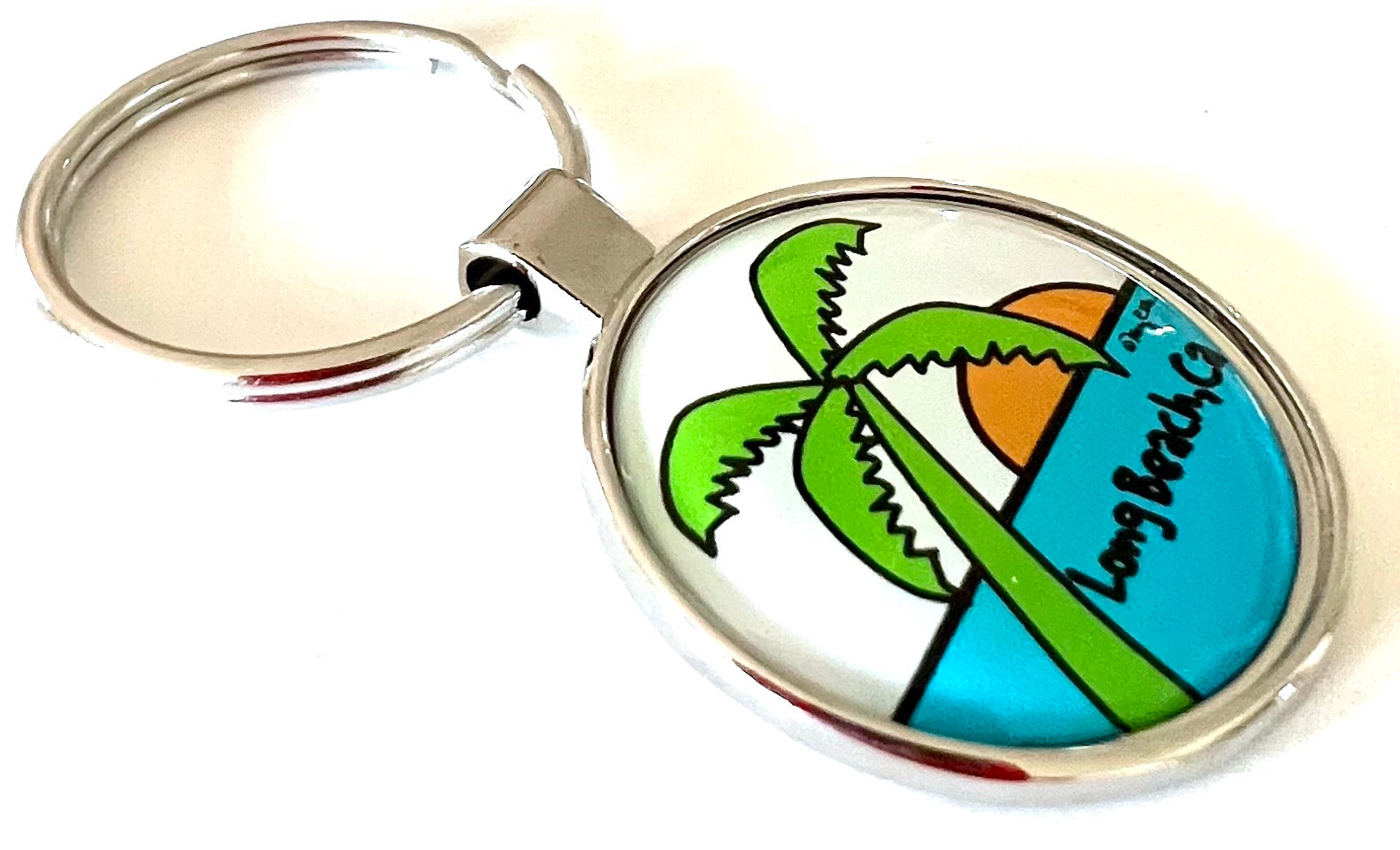 Fifth Avenue Manufacturers Long Beach Keychain Palm Tree Sunset