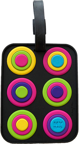 Circles Black Luggage Tag