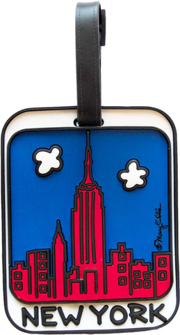 Red NY Skyline Luggage Tag