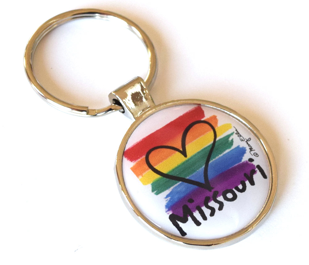 Missouri Keychain Rainbow Pride Heart