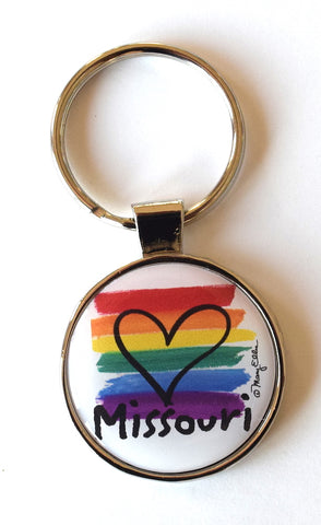 Missouri Keychain Rainbow Pride Heart