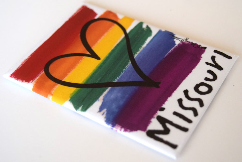Missouri Magnet Rainbow Pride Flag Heart