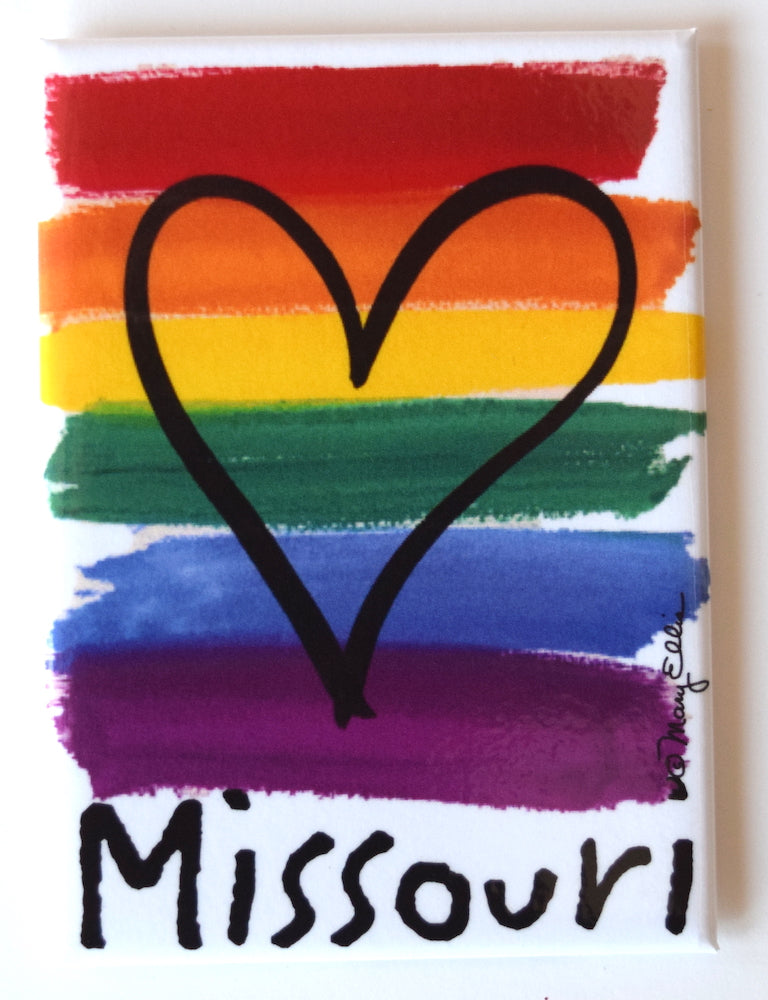 Missouri Magnet Rainbow Pride Flag Heart