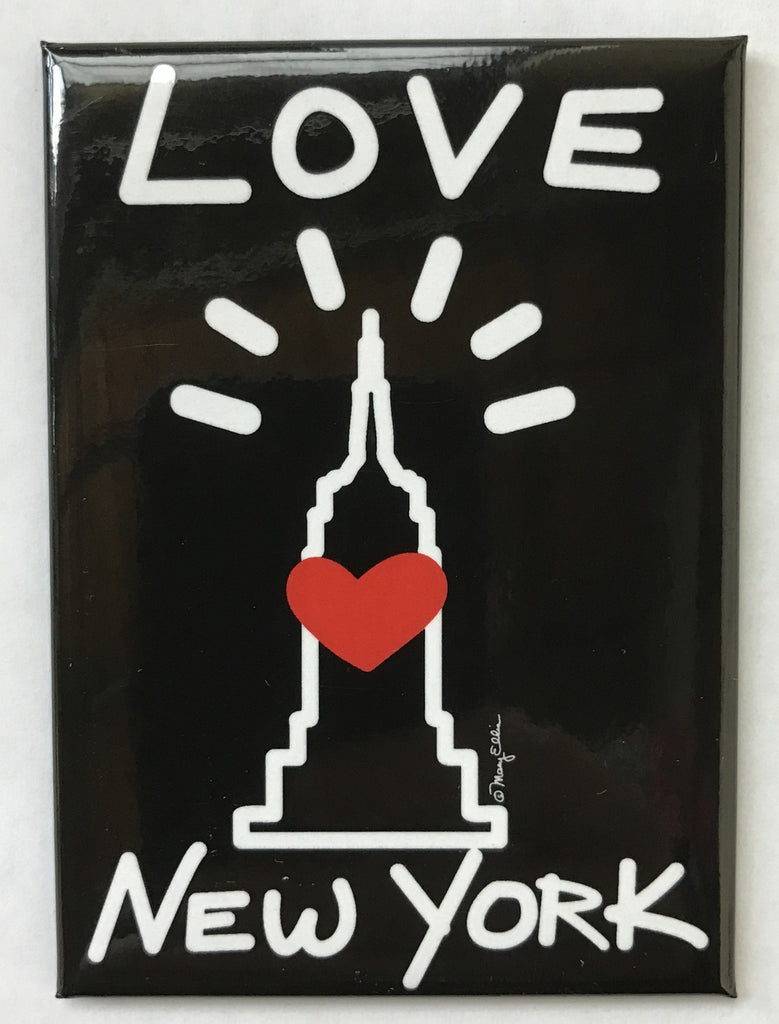 New York Empire State Love Black Magnet