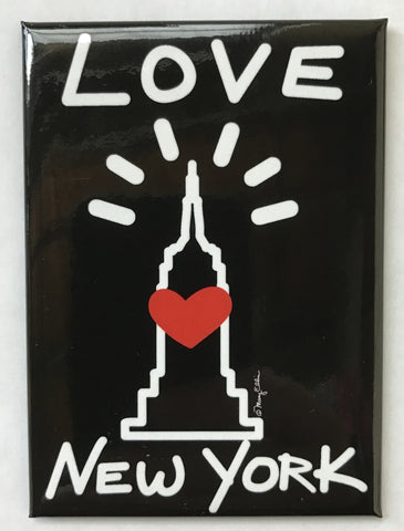 New York Empire State Love Black Magnet