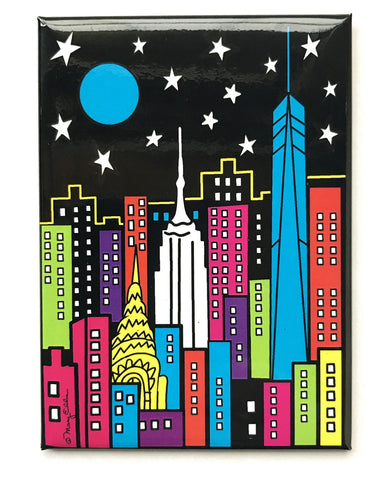 New York Skyline Night Magnet