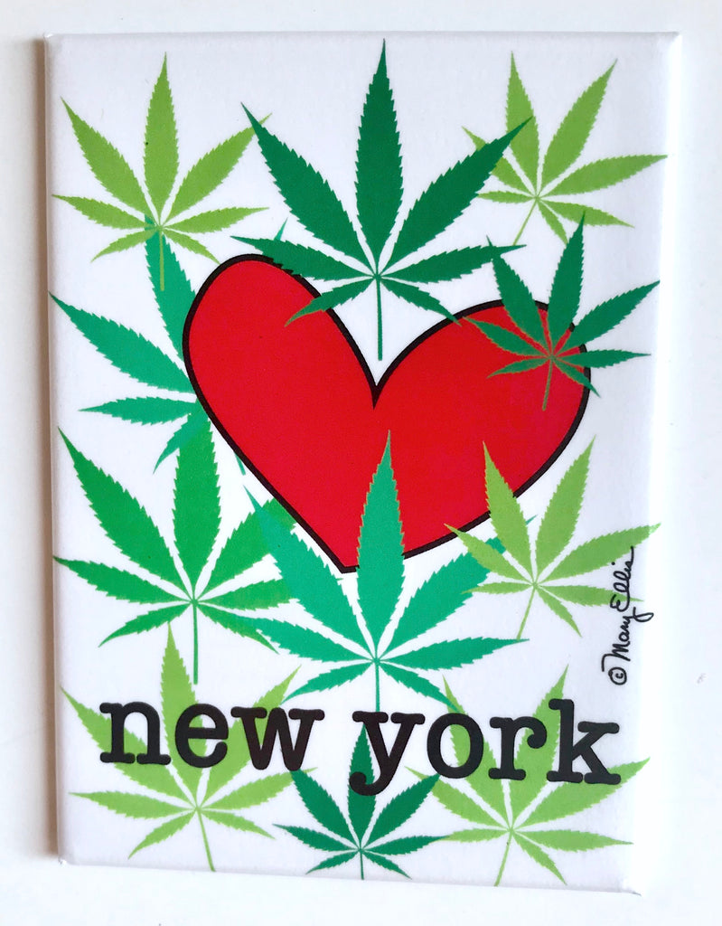 New York Marijuana Leaf Heart Magnet