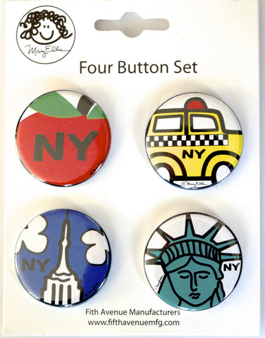 New York Button Set of 4 Icons