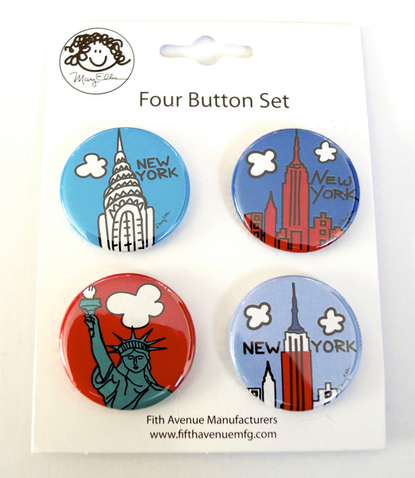 New York Button Set of 4 Landmarks - Fifth Avenue Manufacturers