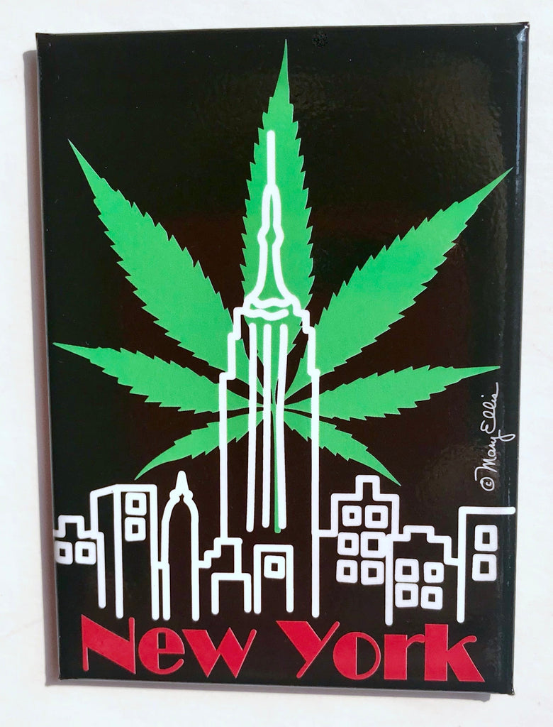 New York Marijuana Leaf Skyline Magnet