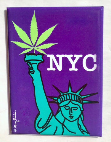 NYC Statue of Liberty Marijuana Leaf Magnet