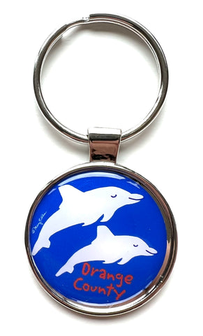 Orange County California Keychain Dolphins