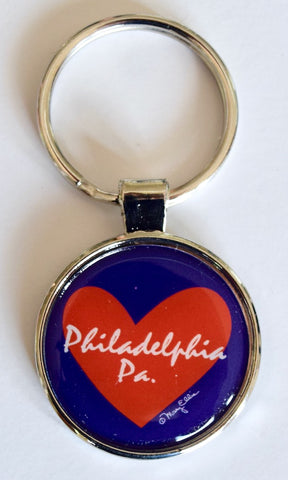 Philadelphia Keychain Script Heart