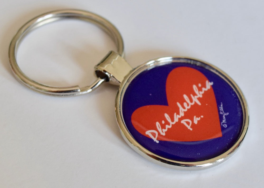 Philadelphia Keychain Script Heart