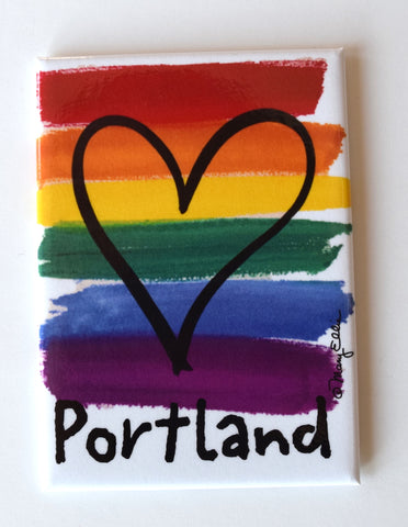 Portland Oregon Magnet Rainbow Pride