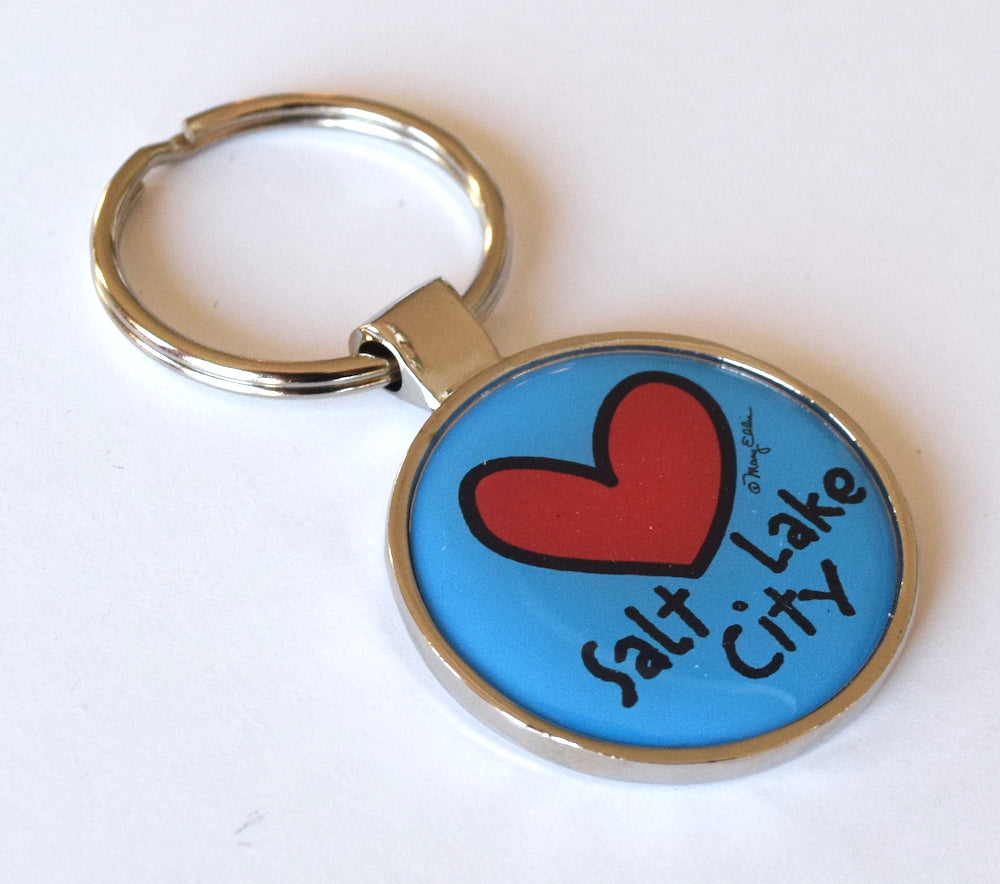 Salt Lake City Utah Keychain Heart