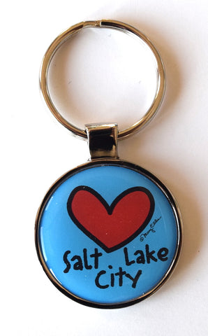 Salt Lake City Utah Keychain Heart