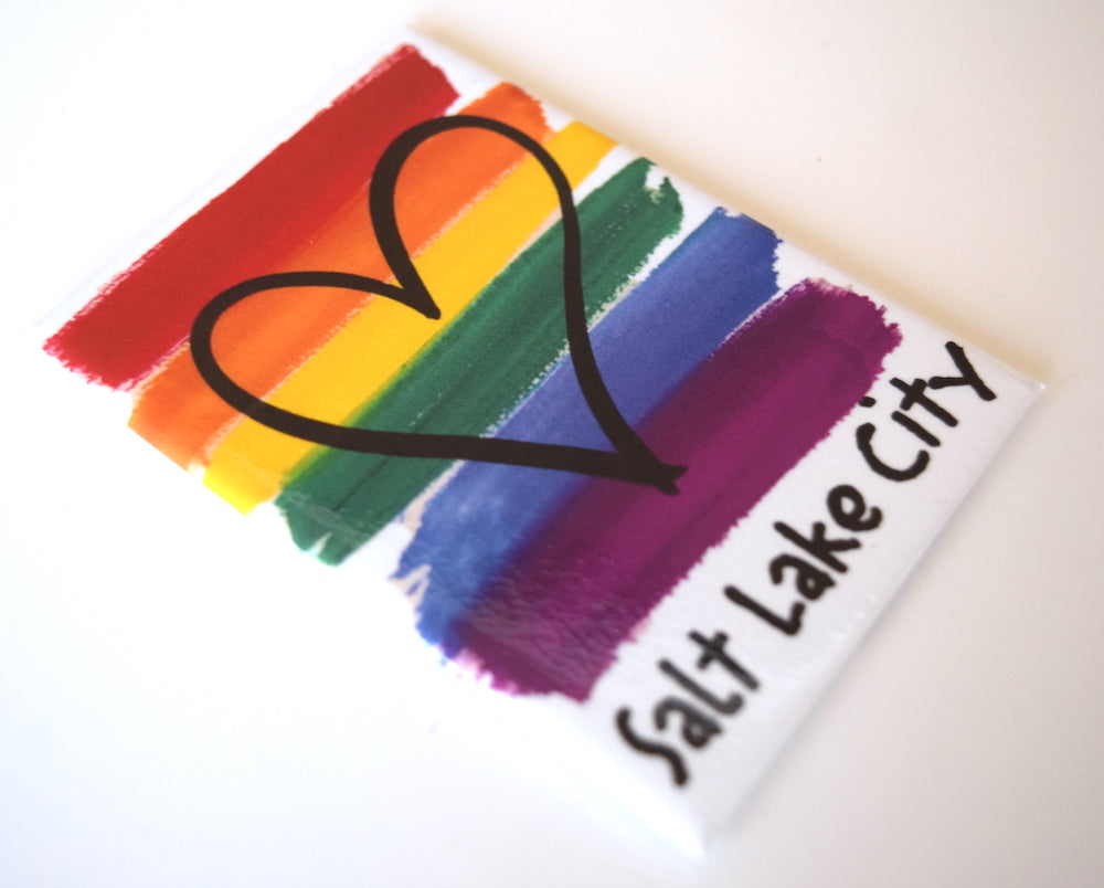 Salt Lake City Magnet Pride Rainbow Pride Heart