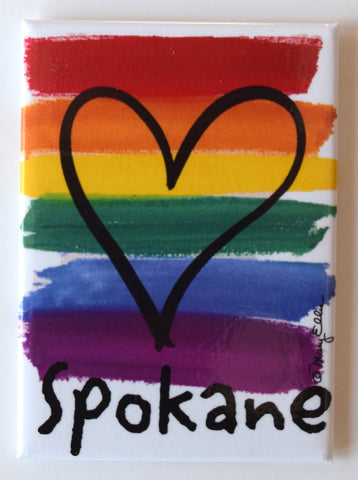 Spokane Washington Magnet Rainbow Pride Flag Heart