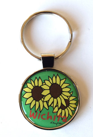 Wichita Kansas Keychain Sunflowers