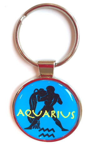 Zodiac Aquarius Dome Keychain