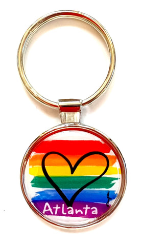 Atlanta Georgia Keychain Rainbow Pride Heart