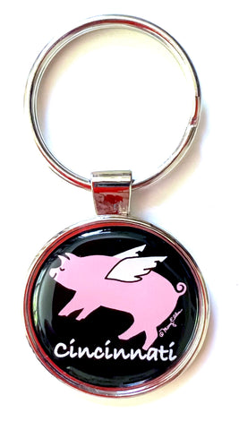 Cincinnati Ohio Keychain Flying Pig
